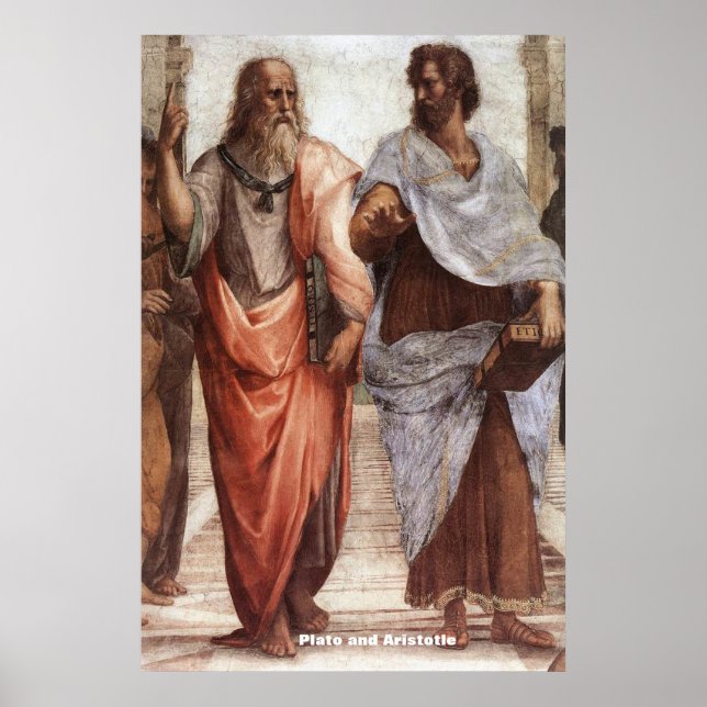 Platon och Aristoteles / Raphaels / Atenskolan Poster (Framsidan)