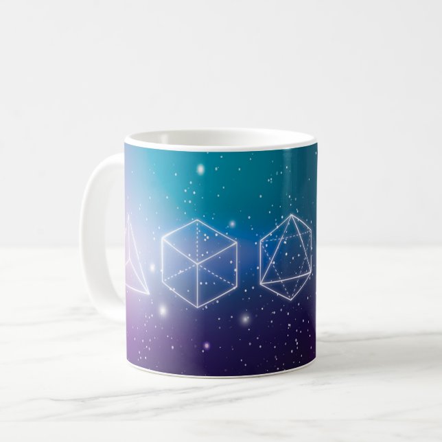Platonska kroppar 3D symbol universum Kaffemugg (Framsida vänster)