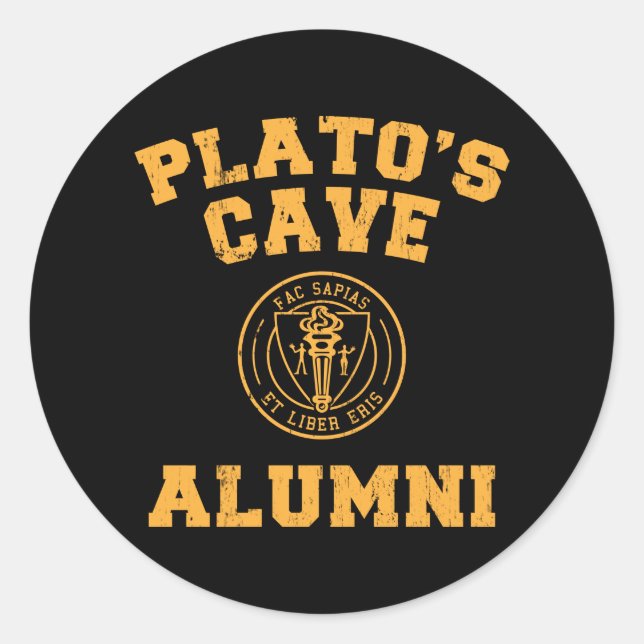 Platos Cave Alumni Sticker Runt Klistermärke (Framsida)