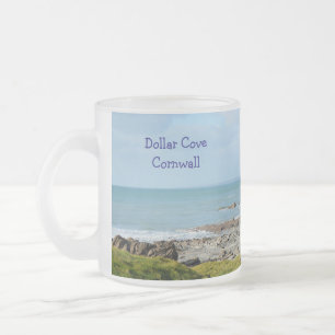 Plats för dollarn Cove Cornwall England Poldark Lo Frostad Glasmugg
