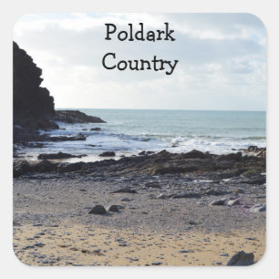 Plats för dollarn Cove Cornwall England Poldark Lo Fyrkantigt Klistermärke