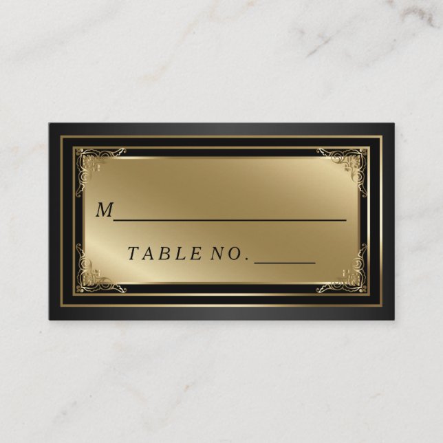 Plats för klassort Guld och svart Placeringskort (Framsida)