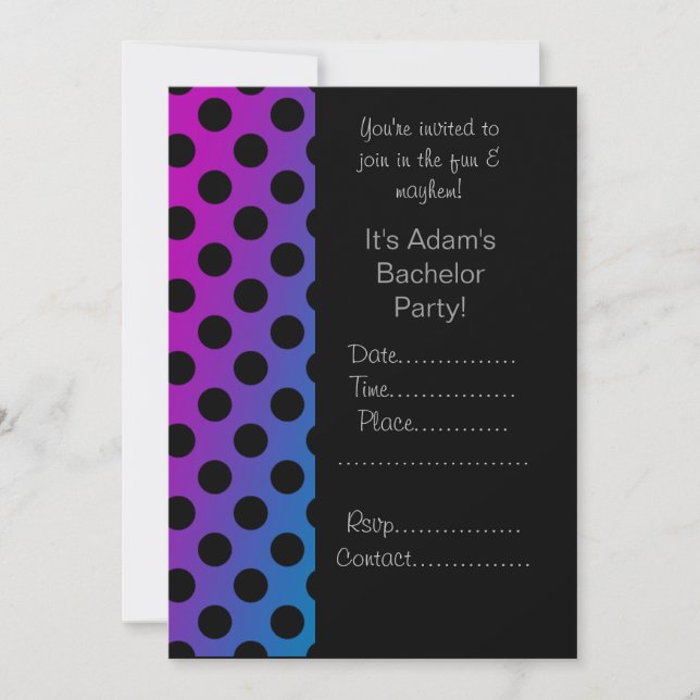 PLATS FÖR MODERN BACHELOR PARTY INVITATIONS INBJUDNINGAR (Framsida)