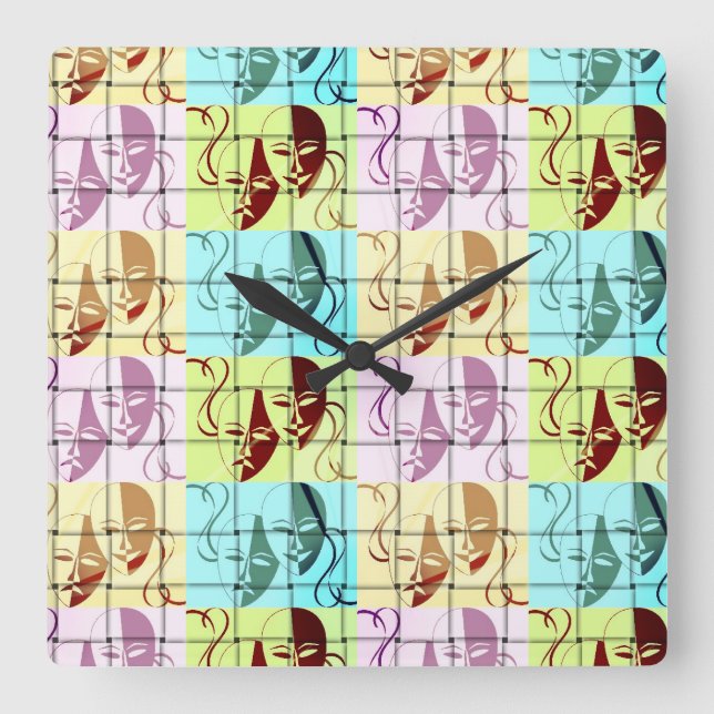 Plats för teatermask fyrkantig klocka (Framsida)