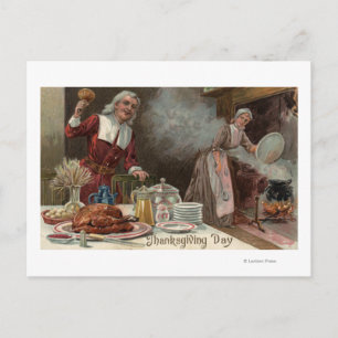 Plats för thanksgivingDayPilgrim middag Helg Vykort