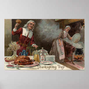 Plats för thanksgivingDayPilgrim middag Poster