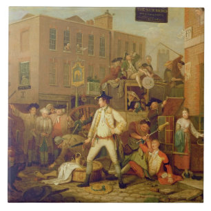 Plats i en London gata, 1770 (olja på kanfas) Kakelplatta