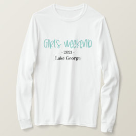 Plats och år för handskriven flicka i Helg T Shirt
