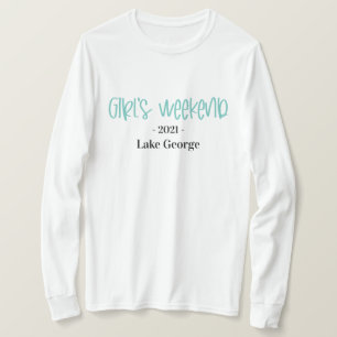 Plats och år för handskriven flicka i Helg T Shirt