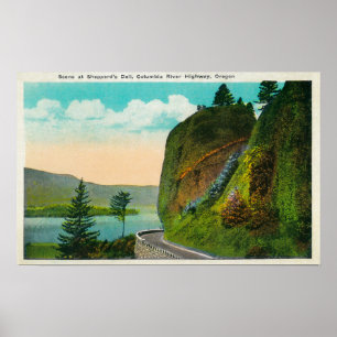 Plats på Shepperds Dell på Columbia River Poster