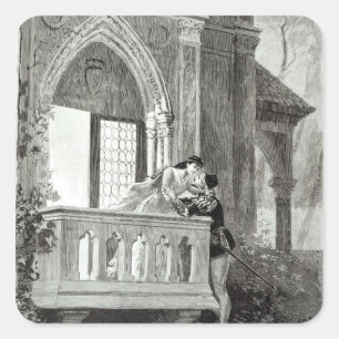 Platsen från agerar II av Romeo och Juliet Fyrkantigt Klistermärke