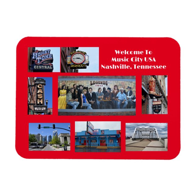 Platser att se i Nashville, Tennessee magnet (Horisontell)