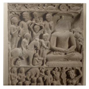 Platser från Buddhas liv, Sarnath, Uttar Pradesh Kakelplatta