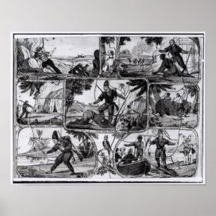 Platser från "Robinson Crusoe" vid Daniel Defoe Poster