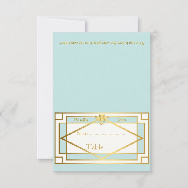 Platskort,Bröllop,Möte,Great Gatsby,mintvit Inbjudningar (Framsida)