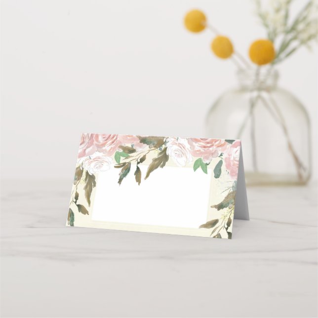 -platskort för elfenbensfält i rosa placeringskort (Framsida)