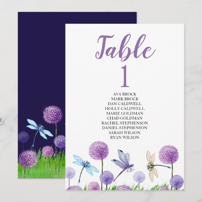 Platsplan Bordskort Vacker Kalligrafi (Fram/baksida)