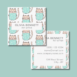Platstjänst för Cute Cat Pet Fyrkantigt Visitkort