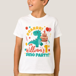 Platt 1:a födelsedag Dino Party färgstark T Shirt