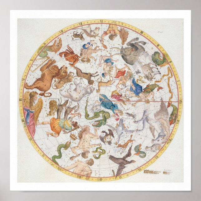 Platt 26 från Atlas Coelestis, av John Flamsteed Poster (Framsidan)