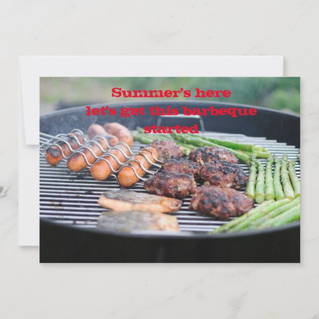 Platt anteckningskort - Barbeque Inbjudan (Framsida)