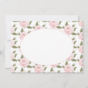 Platt anteckningskort eller Inbjudan-Vintage Rosa Inbjudningar