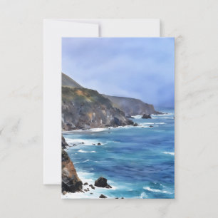 Platt anteckningskort för Big Sur Ocean Cliff Sea