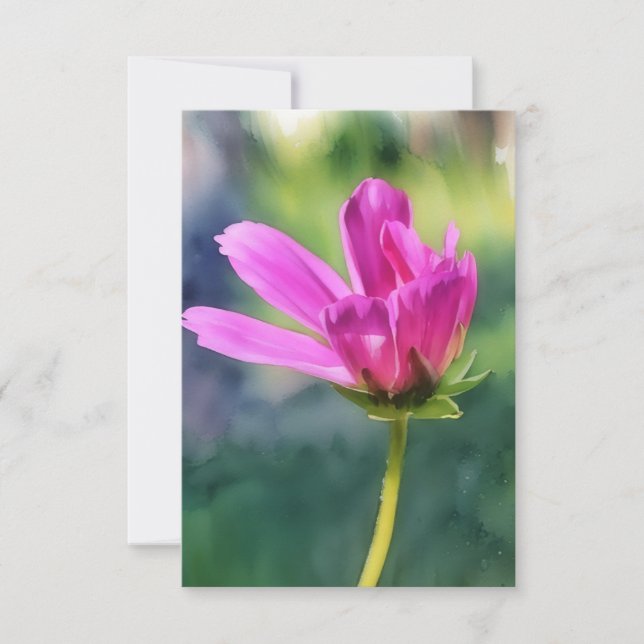 Platt anteckningskort för rosa-blomma (Framsida)