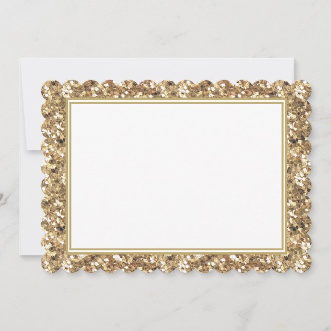 Platt anteckningskort - Guld Faux Glitter (Framsida)