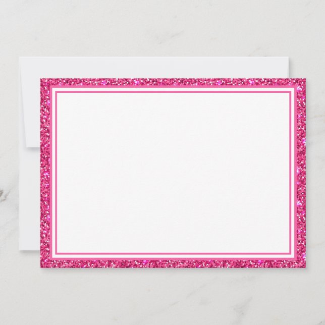 Platt anteckningskort Rosa Glitter Gräns (Framsida)