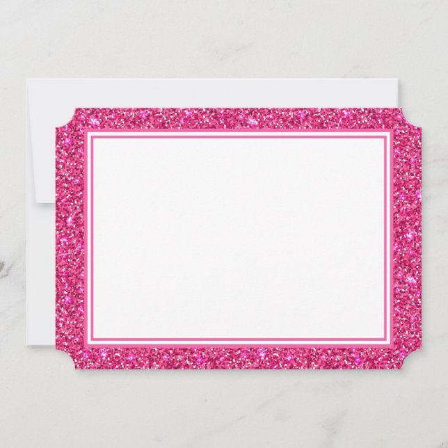 Platt anteckningskort Rosa Glitter Gräns (Framsida)