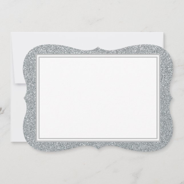 Platt anteckningskort - Silver Glitter Gräns (Framsida)