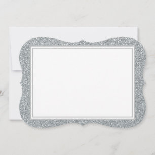 Platt anteckningskort - Silver Glitter Gräns