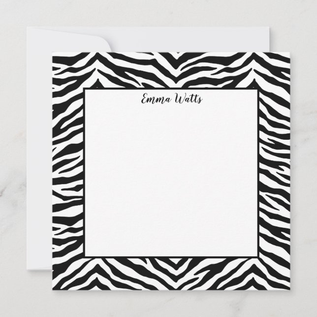 Platt anteckningskort - Zebra tryck (Framsida)