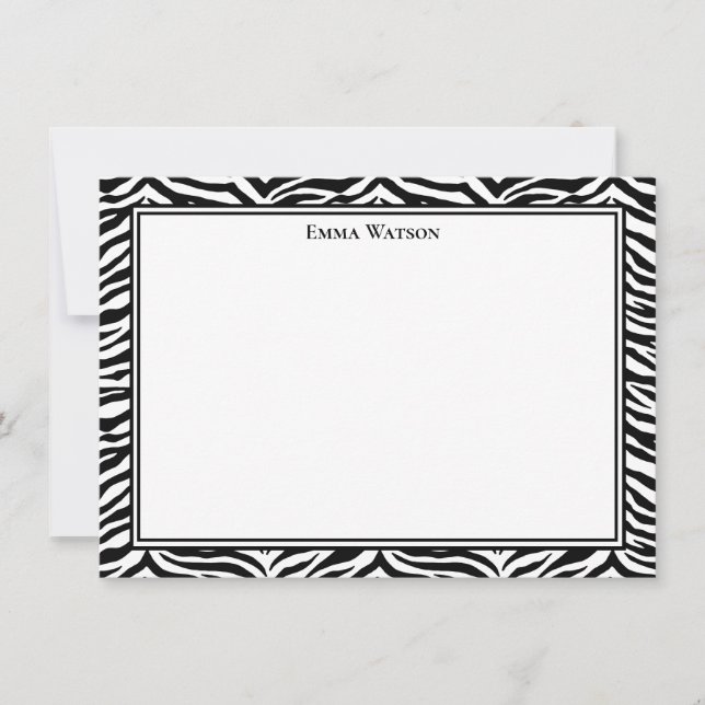 Platt anteckningskort - Zebra tryck (Framsida)