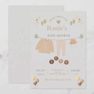 Platt Baby Shower-inbjudan Inbjudningar