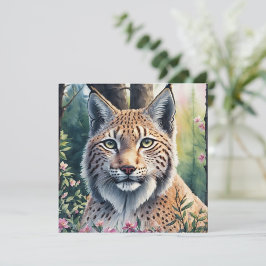 Platt Blommigt för Watercolor Lynx-teckning