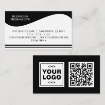 Platt etikettkant - Våg vit 1 - logotyp + QR-kod