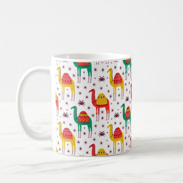 Platt färg-design för Camel mönster Kaffemugg (Vänster)