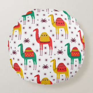 Platt färg-design för Camel mönster Rund Kudde