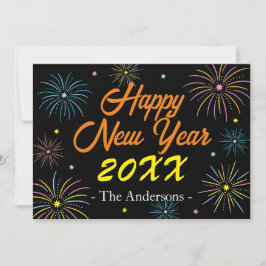 Platt färgfull Nyårsafton Party Julkort