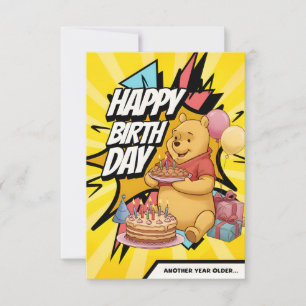 Platt, färgfull pooh-födelsedagskort