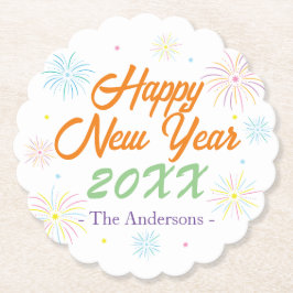 Platt färgstark Nyårsafton Party - vit Underlägg Papper