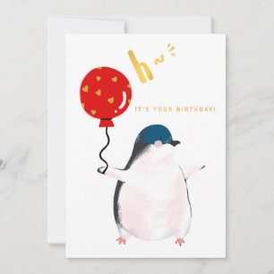 Platt födelsedagskort - Den lilla penguin Kort