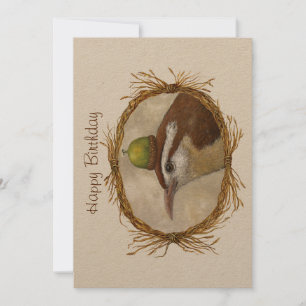 Platt födelsedagskort med Carolina wren