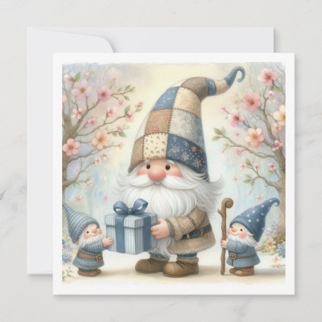 Platt gratulationskort - Tomte fars dag Kort (Framsida)
