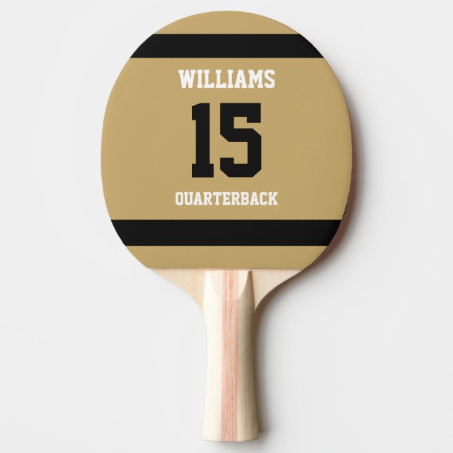 Platt guld och svart pingisracket (Framsidan)