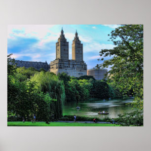 Platt halmhatt på Central Park sjön, San Remo Poster