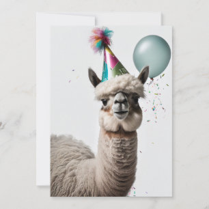 Platt hälsningskort för Alpaca-Födelsedagsfest Tack Kort