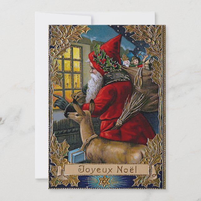 Platt Helgdag Card Pere Noel Julkort (Framsida)